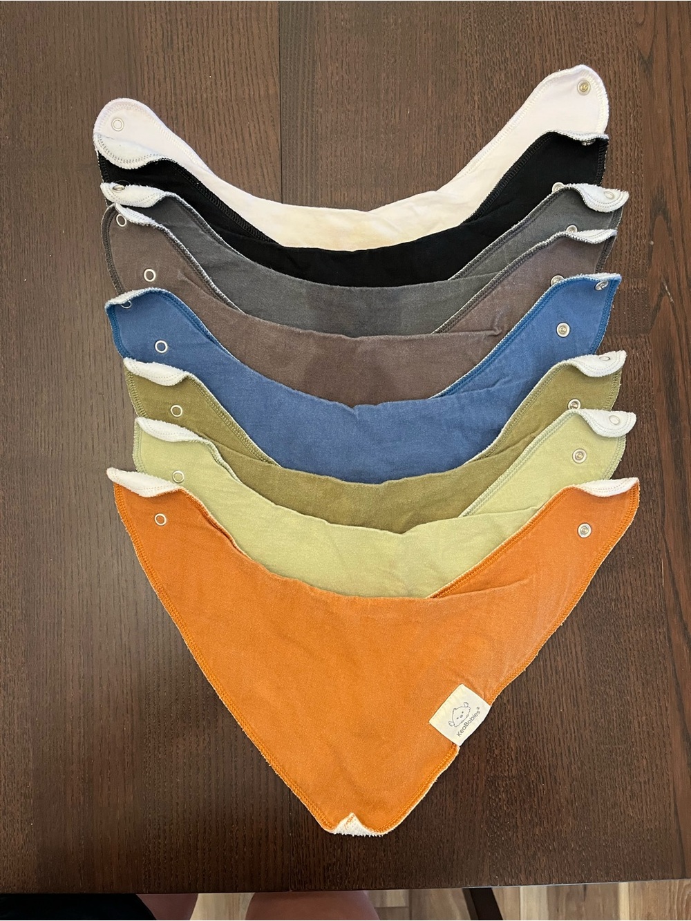 Bandana Bibs 8 Pack - Orange, 2 Green, Blue, 2 Grey, Black, White